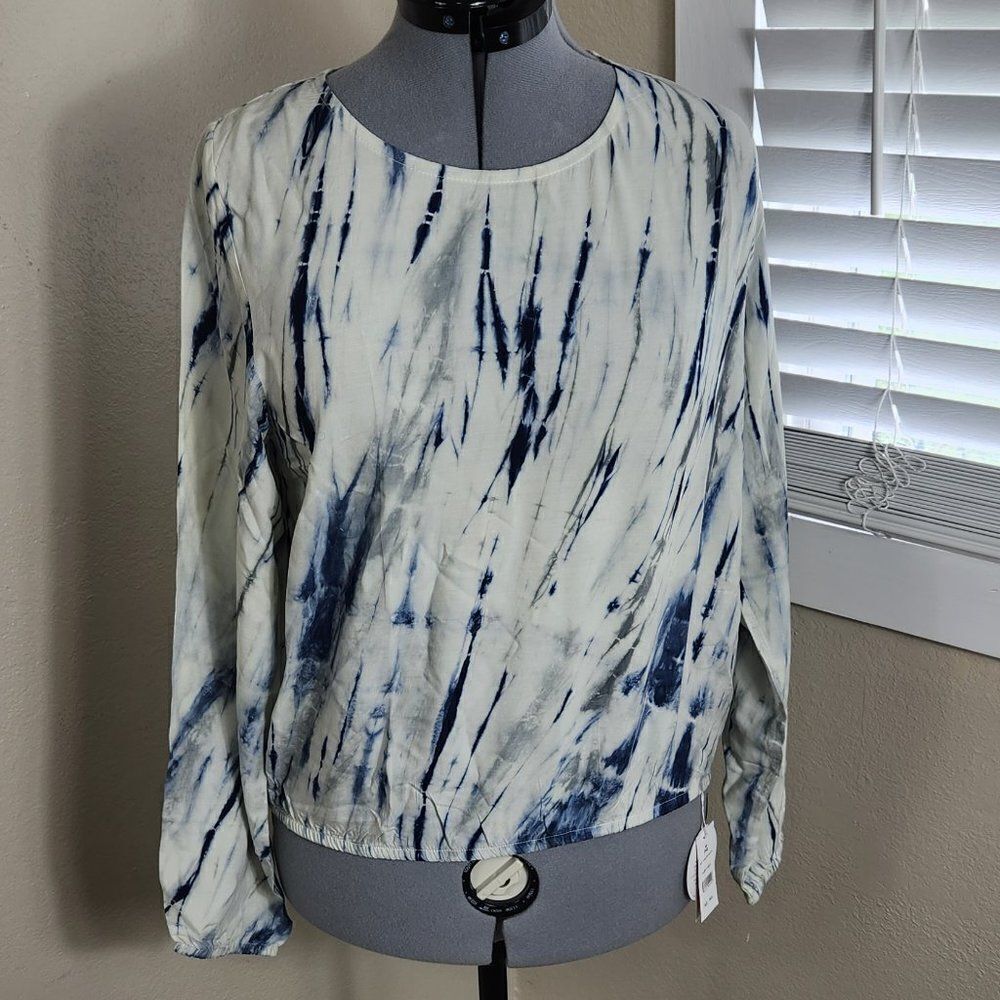 Azzul Elisha Long Sleeve Top by PQ Swim Blue Tie-Dye Size M/L NWT